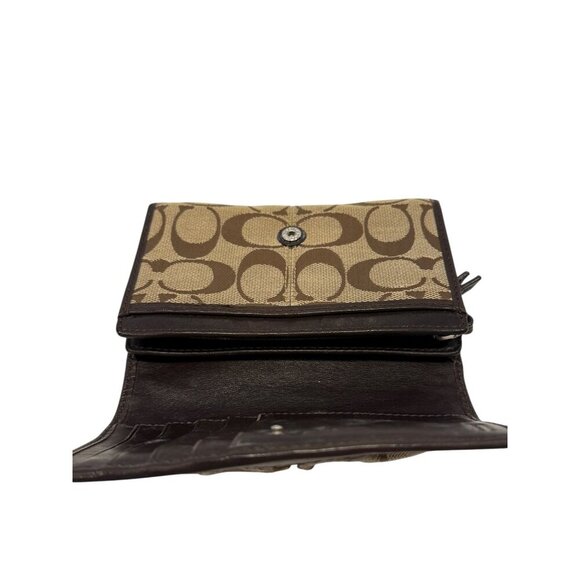 Coach Wallet Women's Brown Leather Signature C Logo Monogram Bifold Vintage - Picture 7 of 10